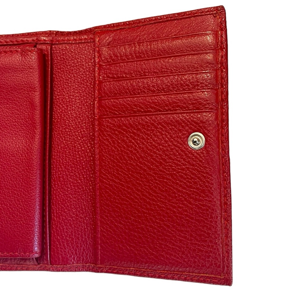 Corti Milano Red Leather Compact Trifold Card & Coin Leather Wallet ~Milan Italy - Picture 7 of 13